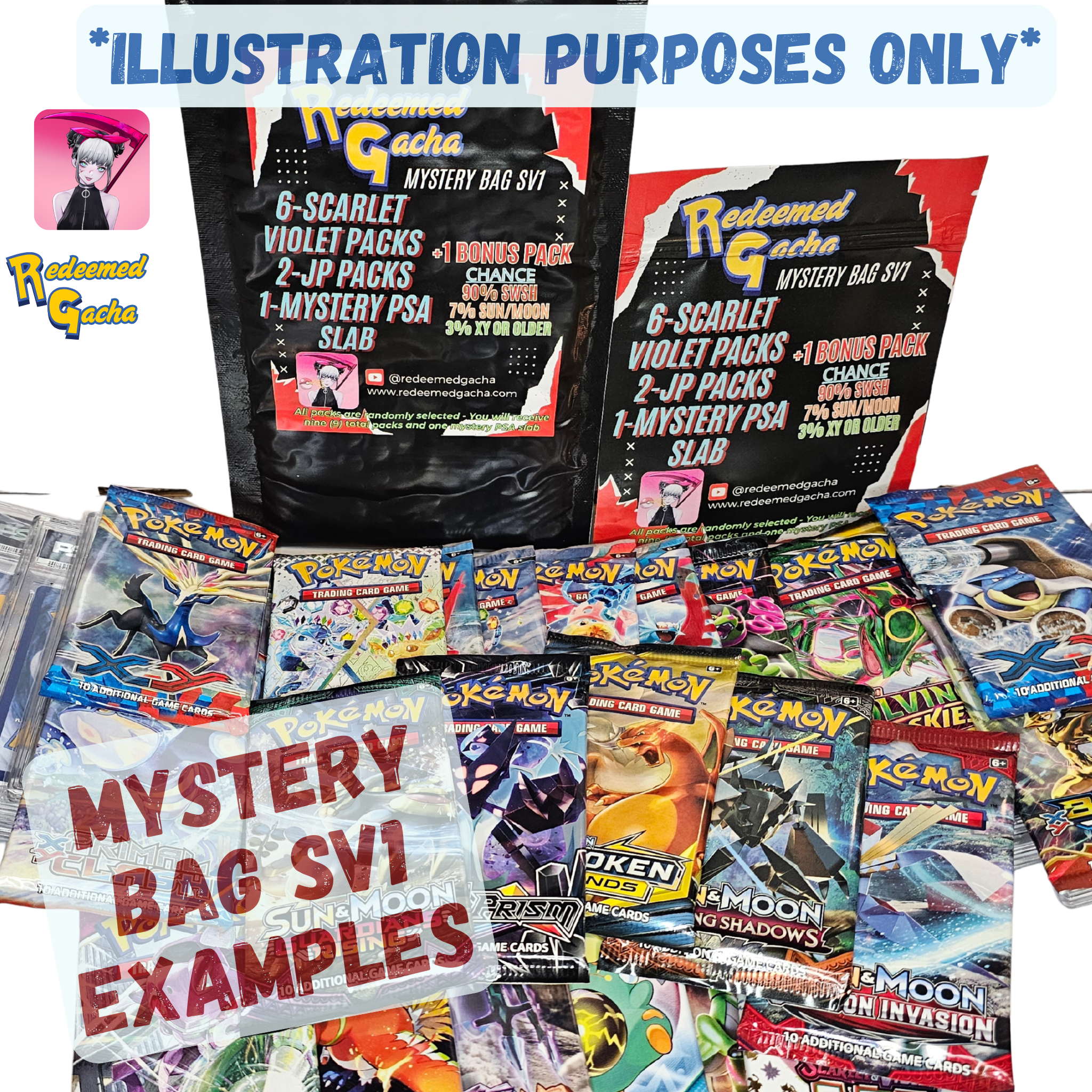Pokémon Mystery Surprise Bag SV1 – 9 Packs + PSA Graded Card