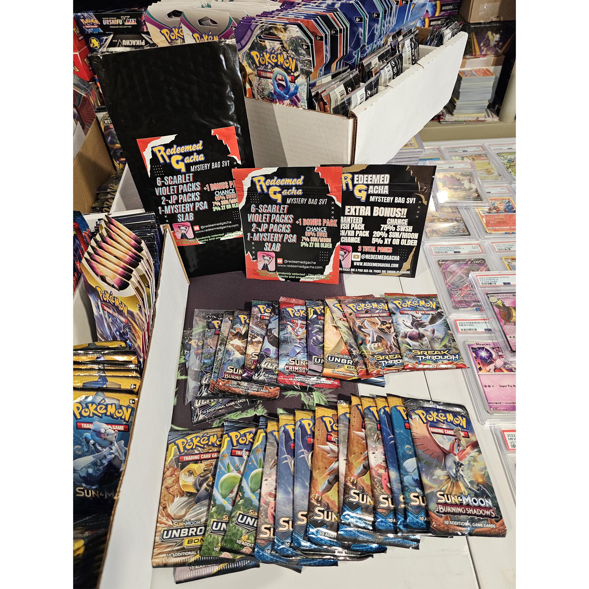 Pokémon Mystery Surprise Bag SV3 – 9 Packs + PSA Graded Card